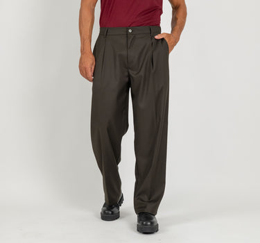 Pantalone palazzo con molla sul retro fondo largo - Verde