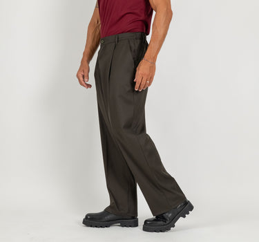 Pantalone palazzo con molla sul retro fondo largo - Verde