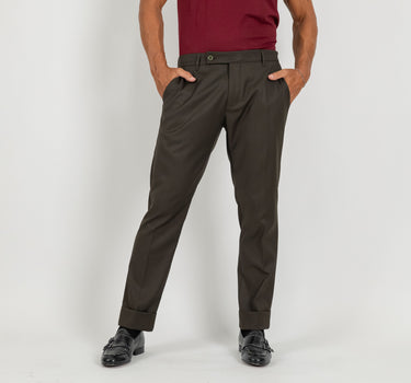 Pantalone classico con risvolto alto - Verde