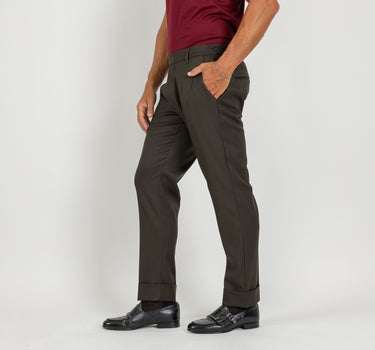 Pantalone classico con risvolto alto - Verde