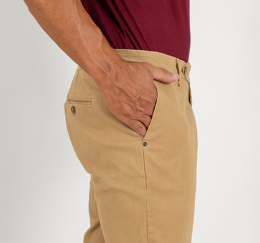 Pantalone in gabardina chiusura laterale - Camel
