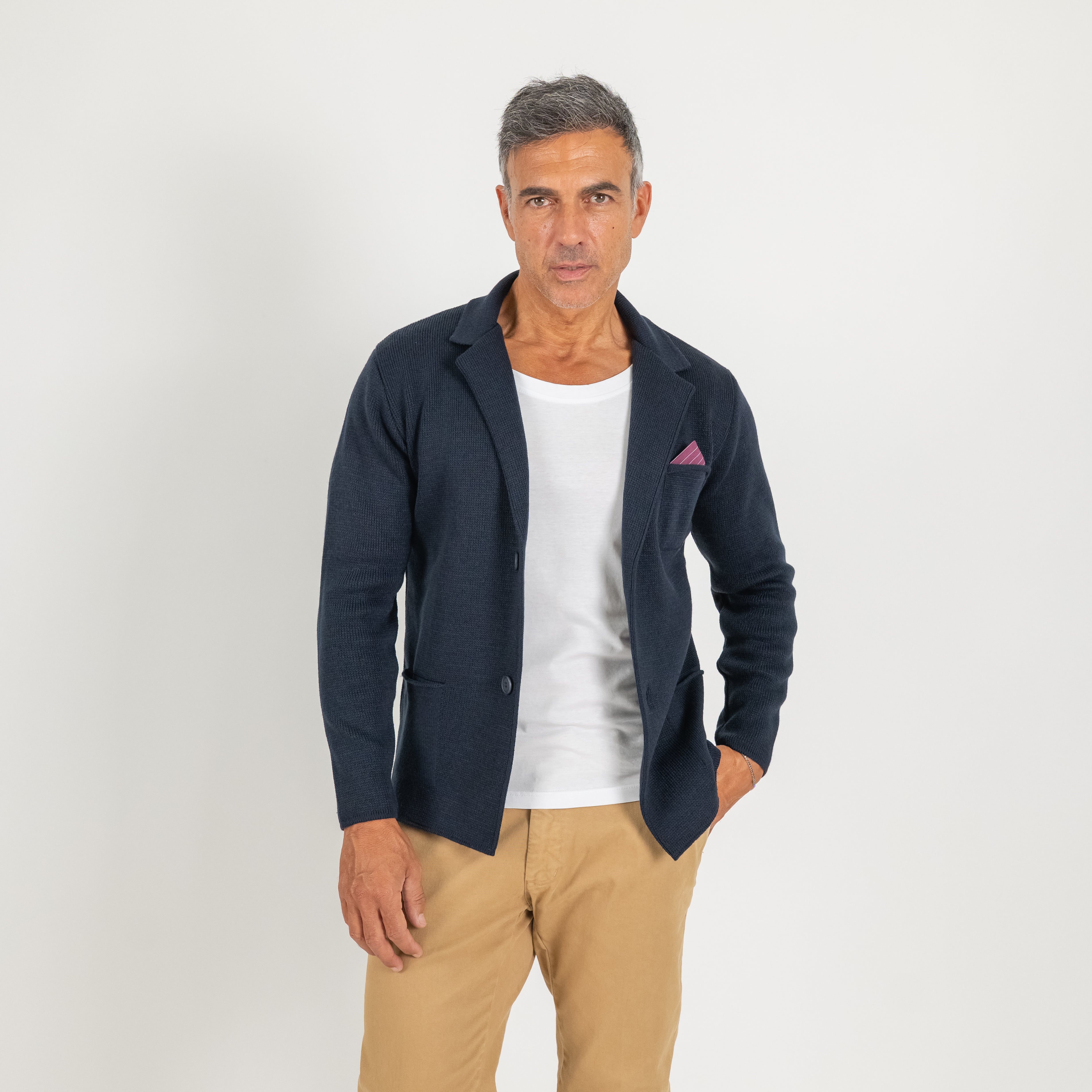 Cardigan a giacca monopetto - Blu