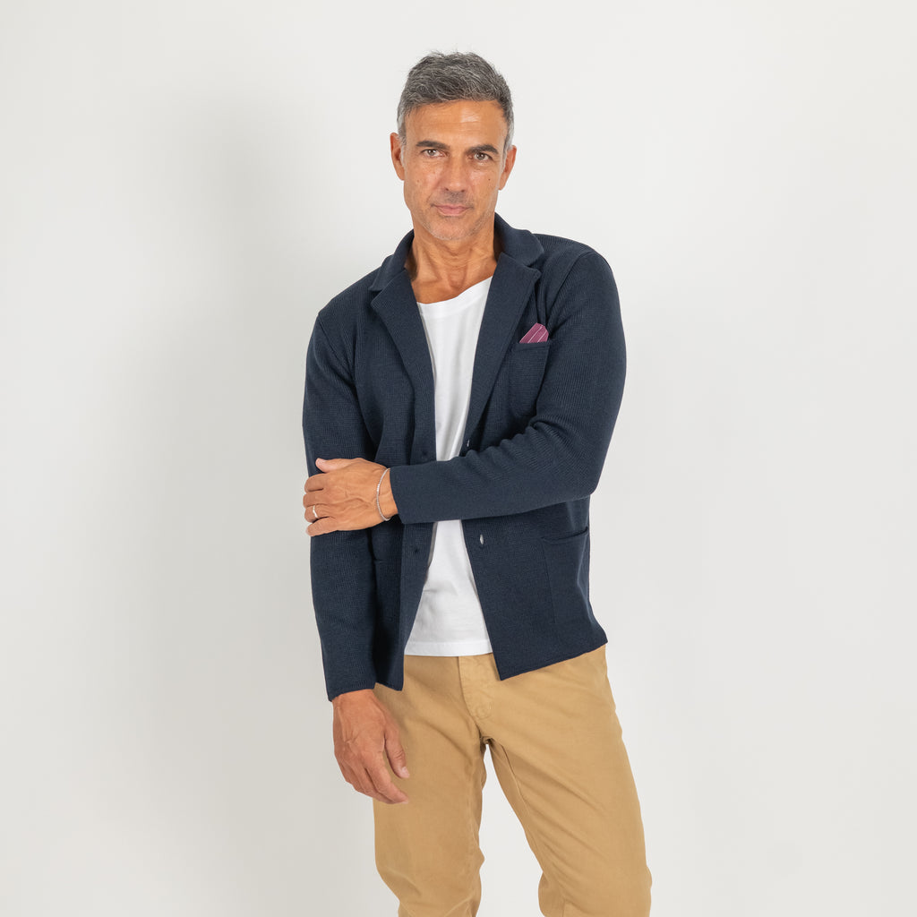 Single-breasted jacket cardigan - Blue