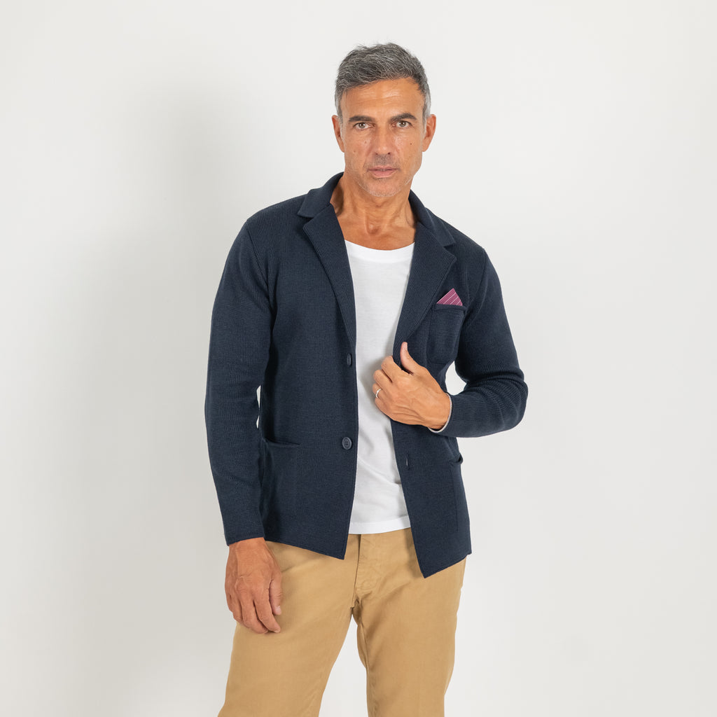 Single-breasted jacket cardigan - Blue