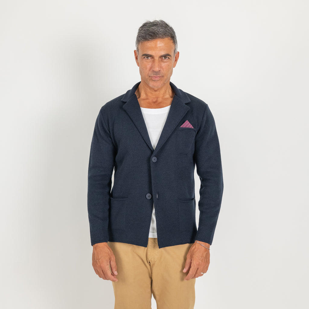Single-breasted jacket cardigan - Blue