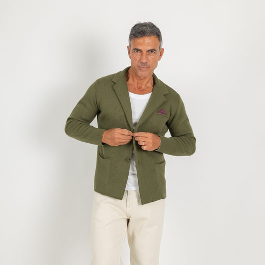 Cardigan a giacca monopetto - Verde Militare