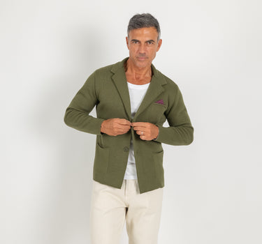 Cardigan a giacca monopetto - Verde Militare