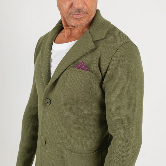 Cardigan a giacca monopetto - Verde Militare