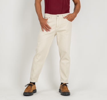 Jeans sartoriale tinta unita - Crema
