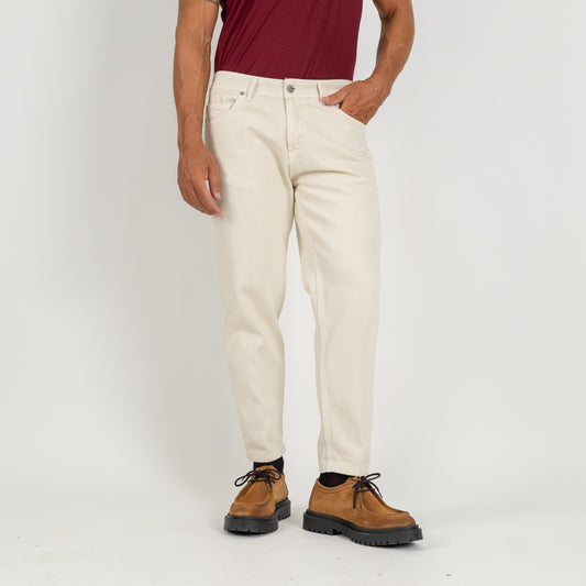 Jeans sartoriale tinta unita - Crema