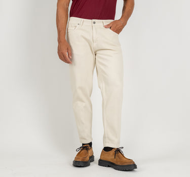 Jeans sartoriale tinta unita - Crema