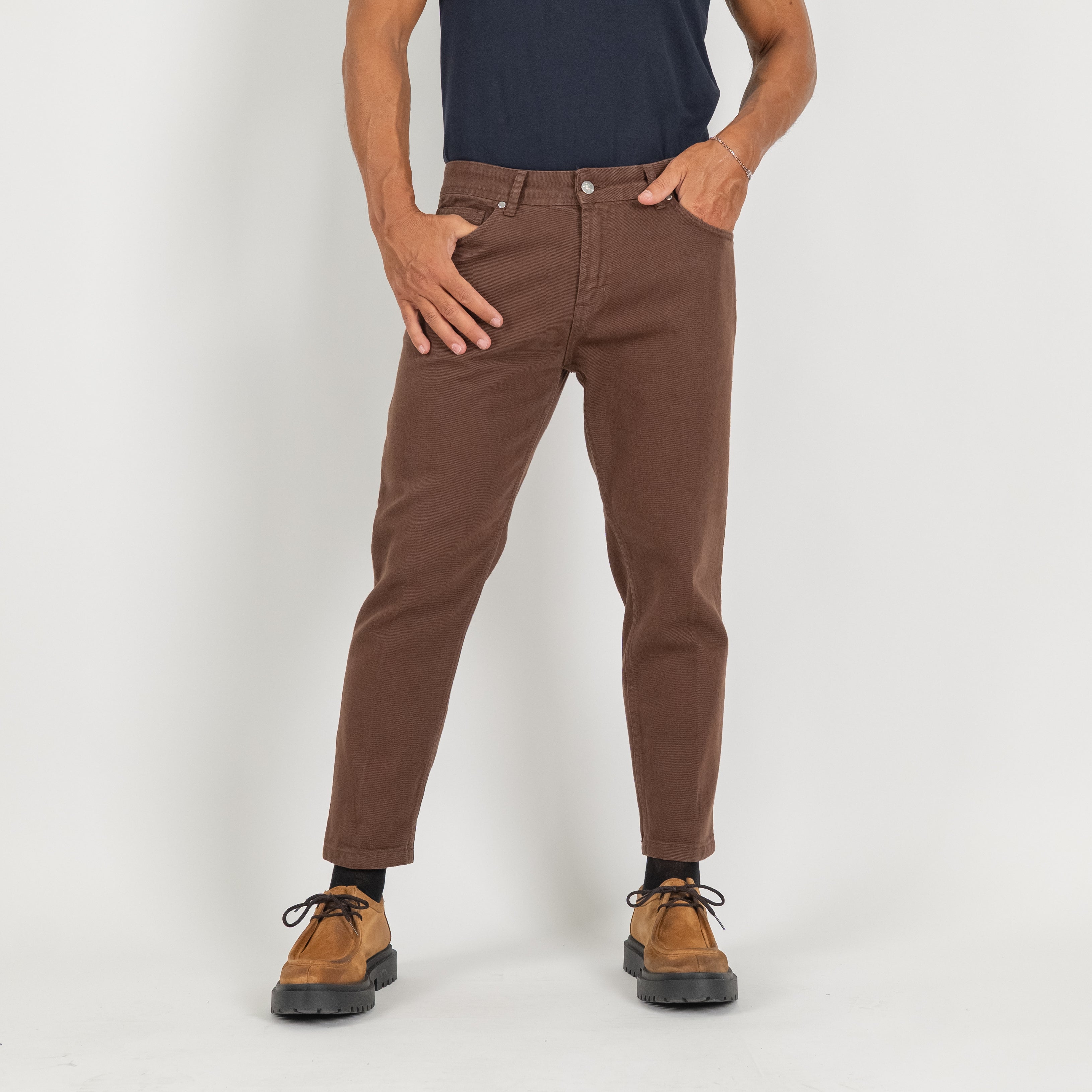 Jeans sartoriale tinta unita - Moro