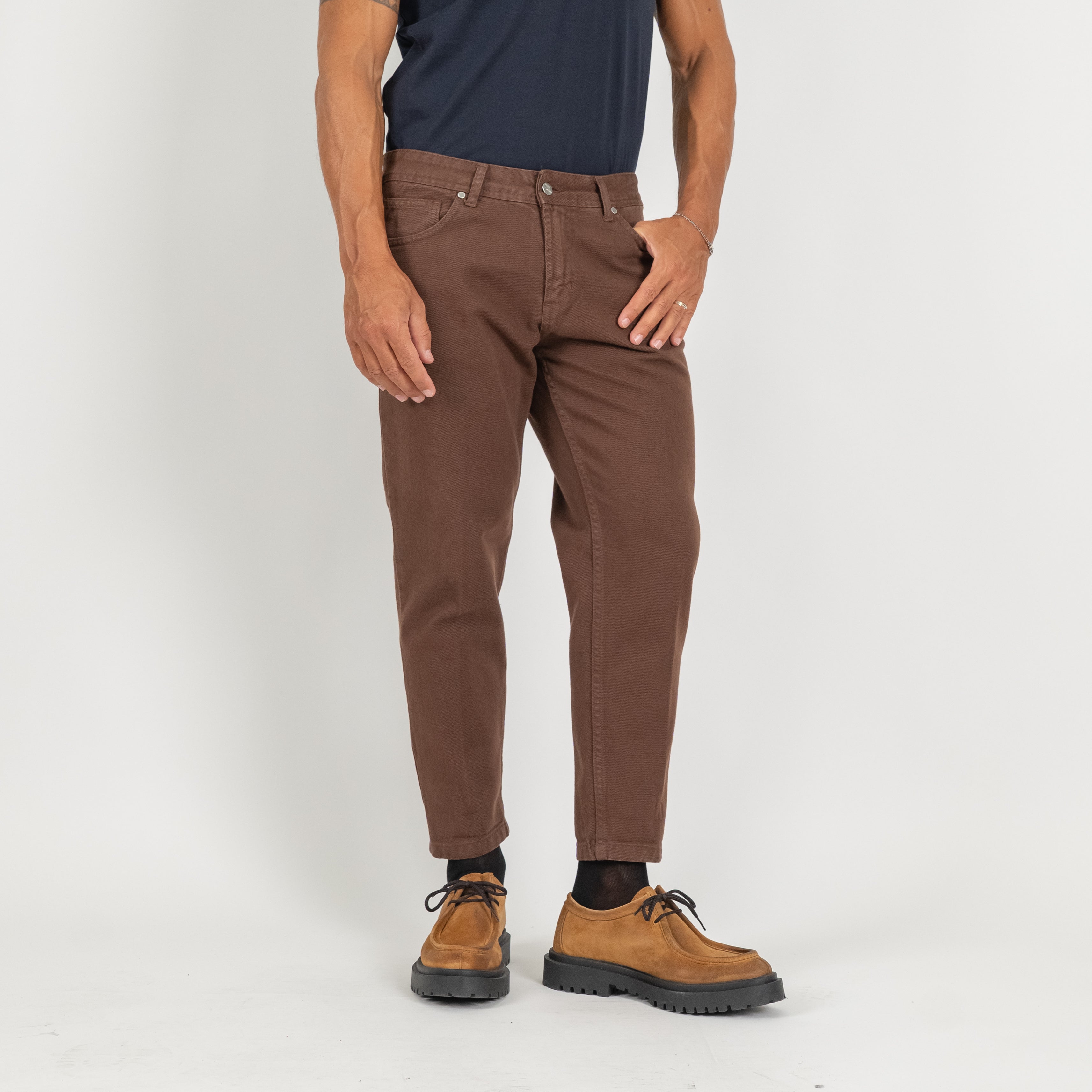 Jeans sartoriale tinta unita - Moro