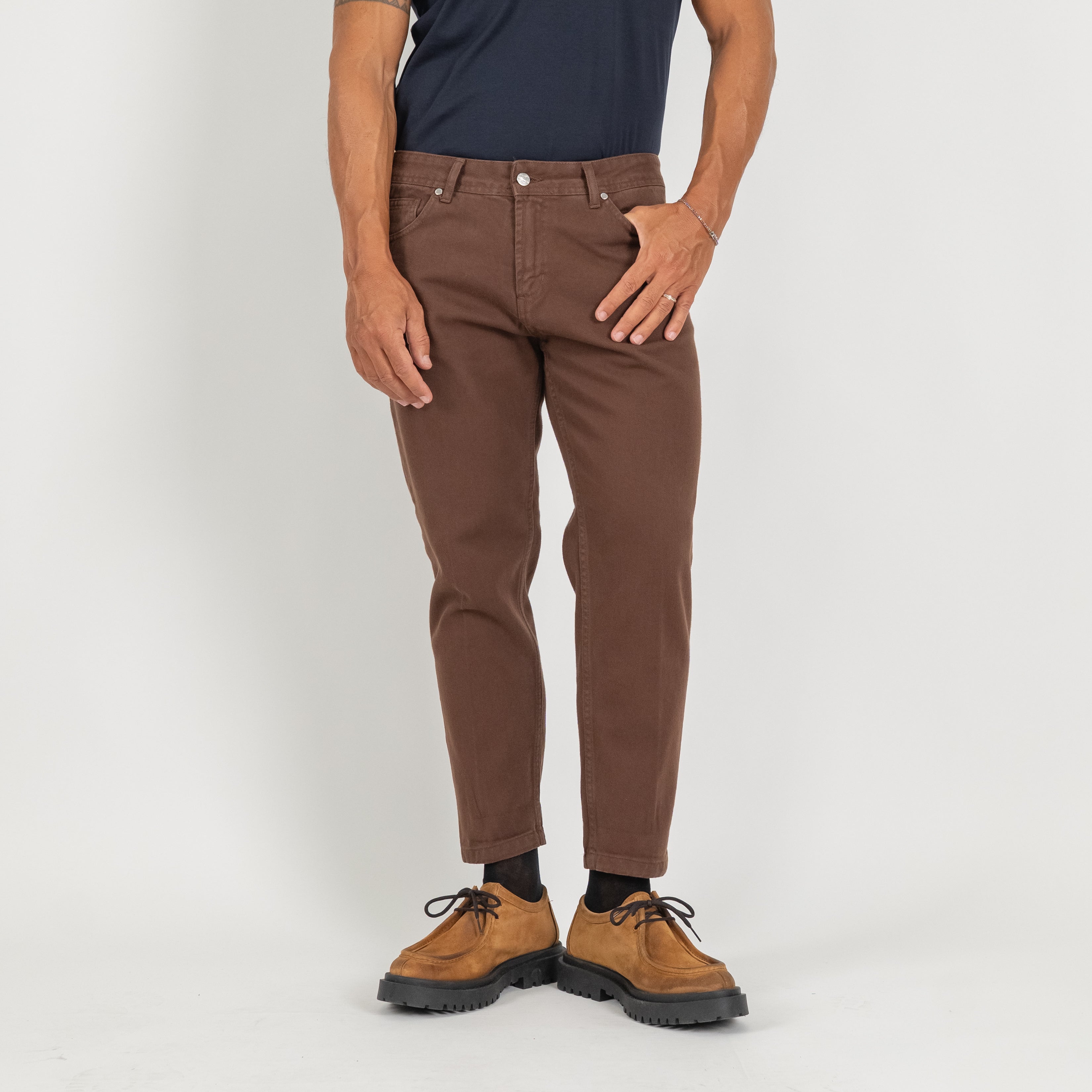 Jeans sartoriale tinta unita - Moro