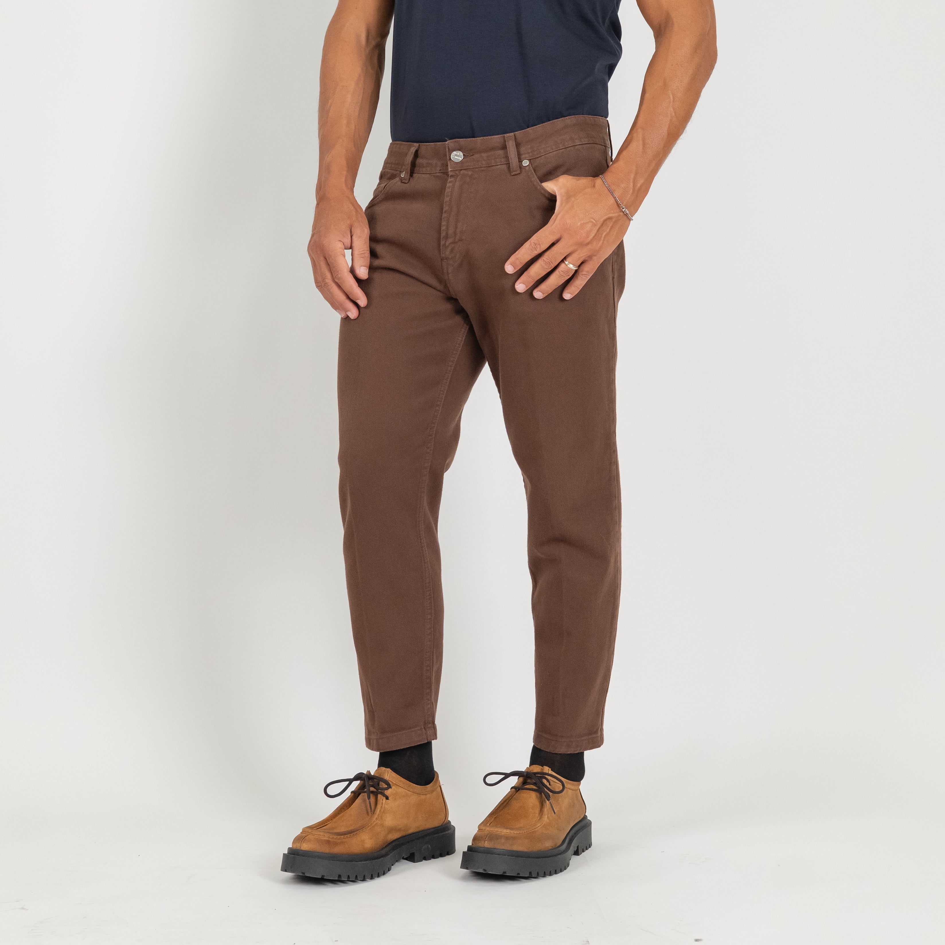 Jeans sartoriale tinta unita - Moro