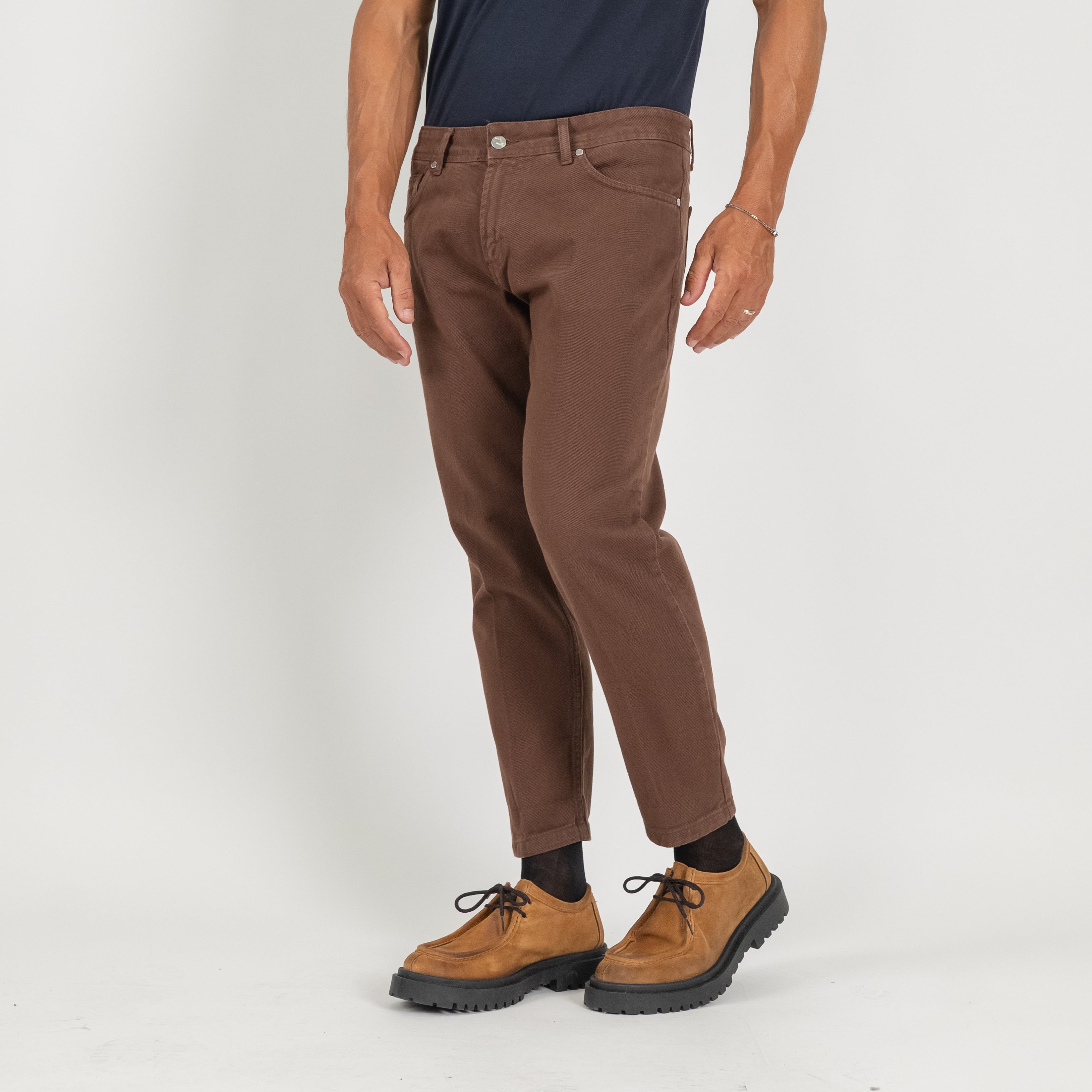 Jeans sartoriale tinta unita - Moro