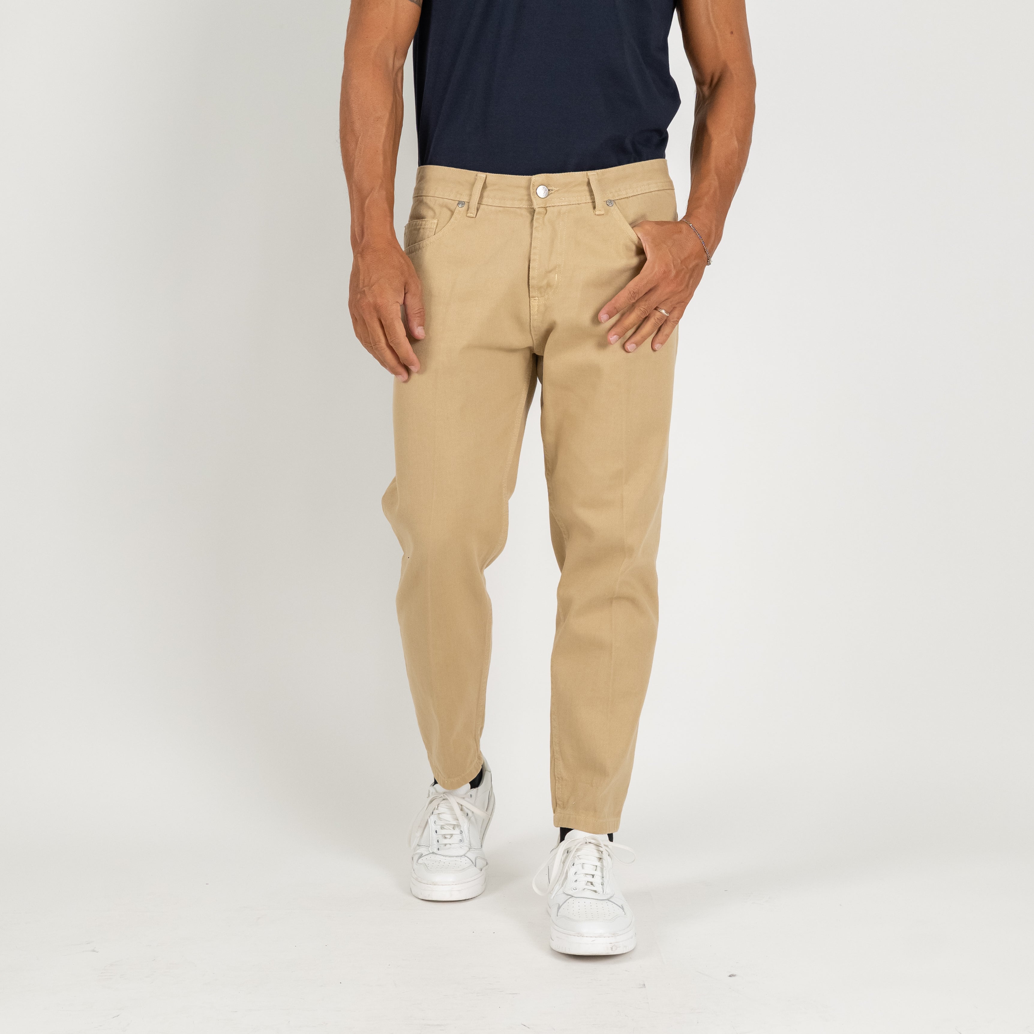 Jeans sartoriale tinta unita - Camel