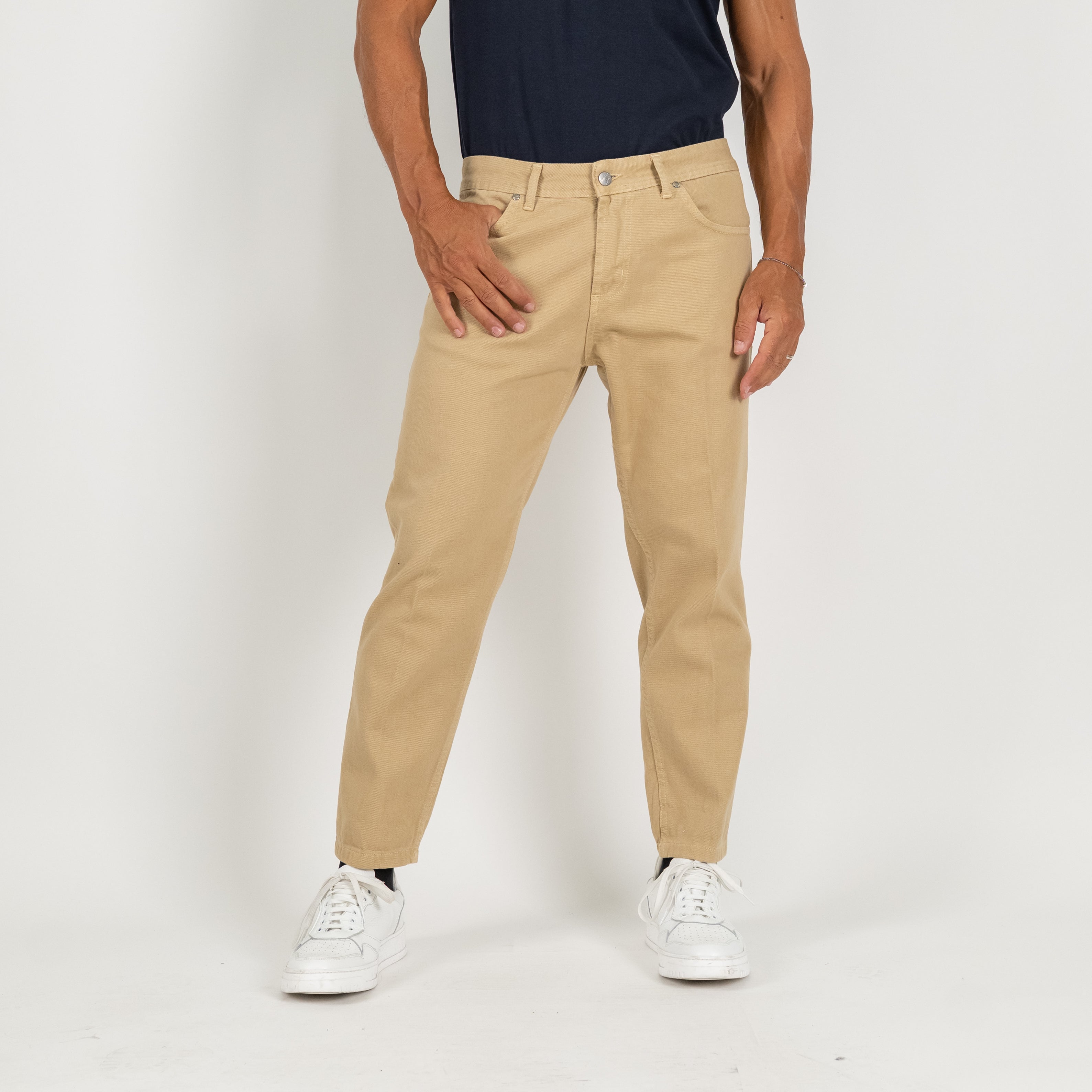 Jeans sartoriale tinta unita - Camel
