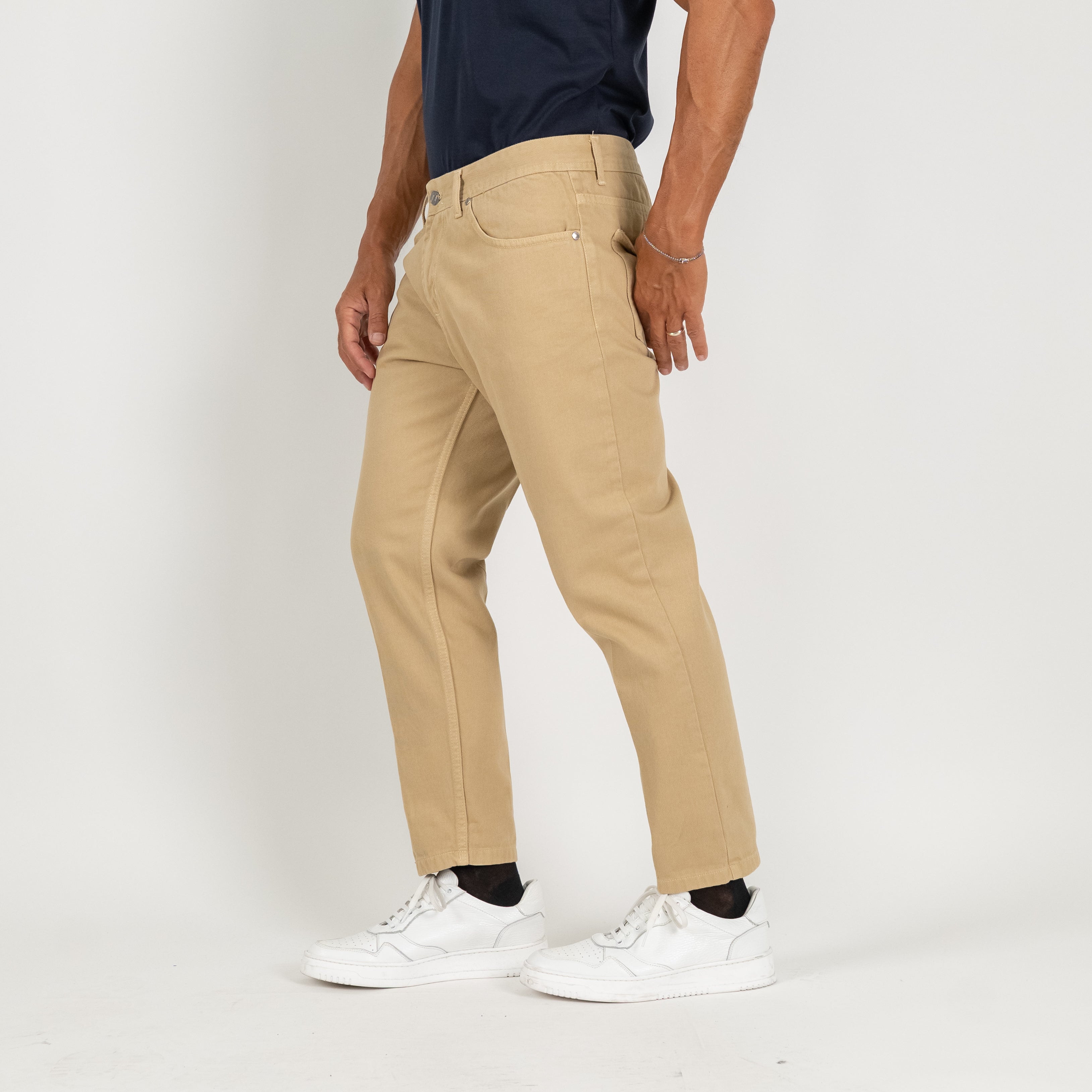 Jeans sartoriale tinta unita - Camel