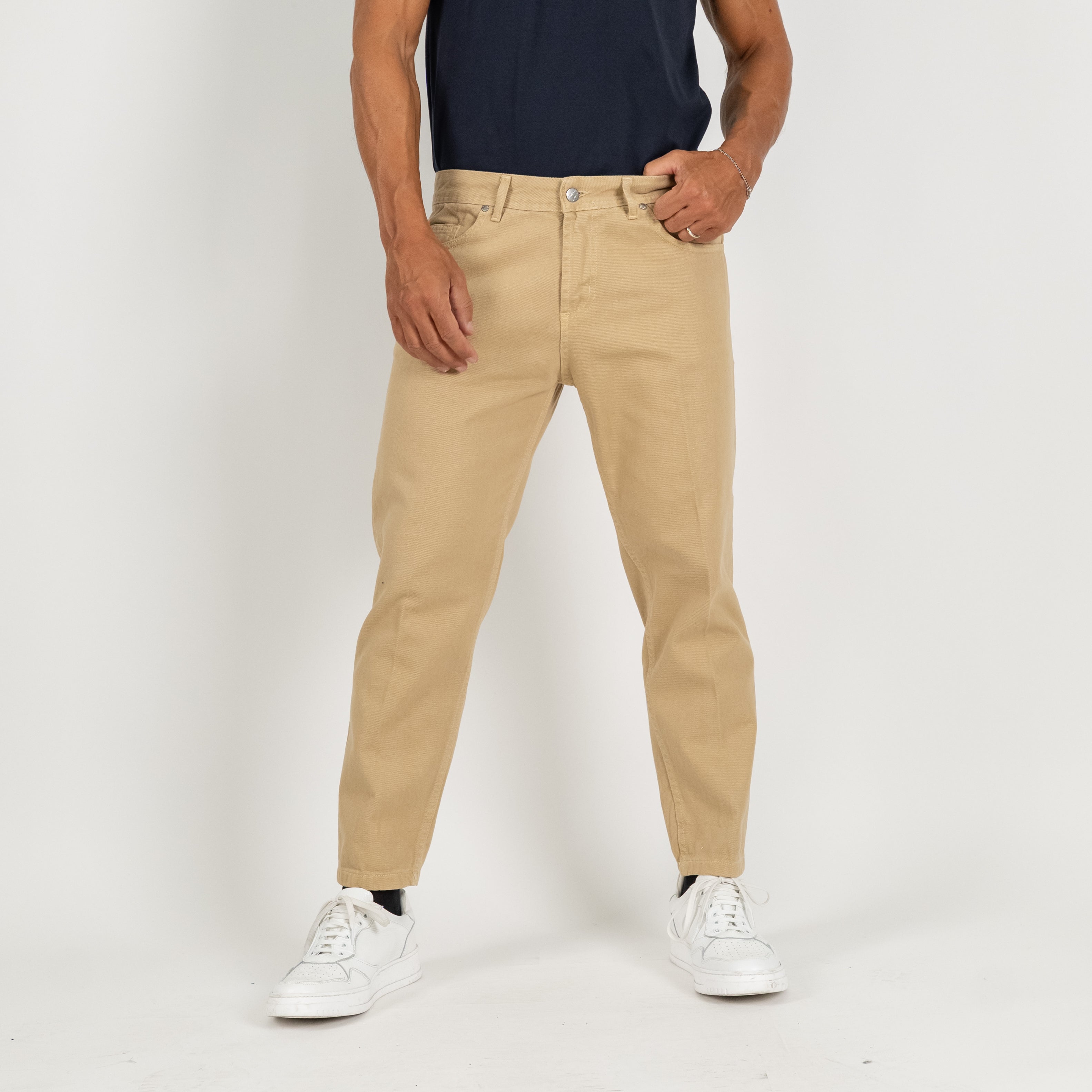 Jeans sartoriale tinta unita - Camel