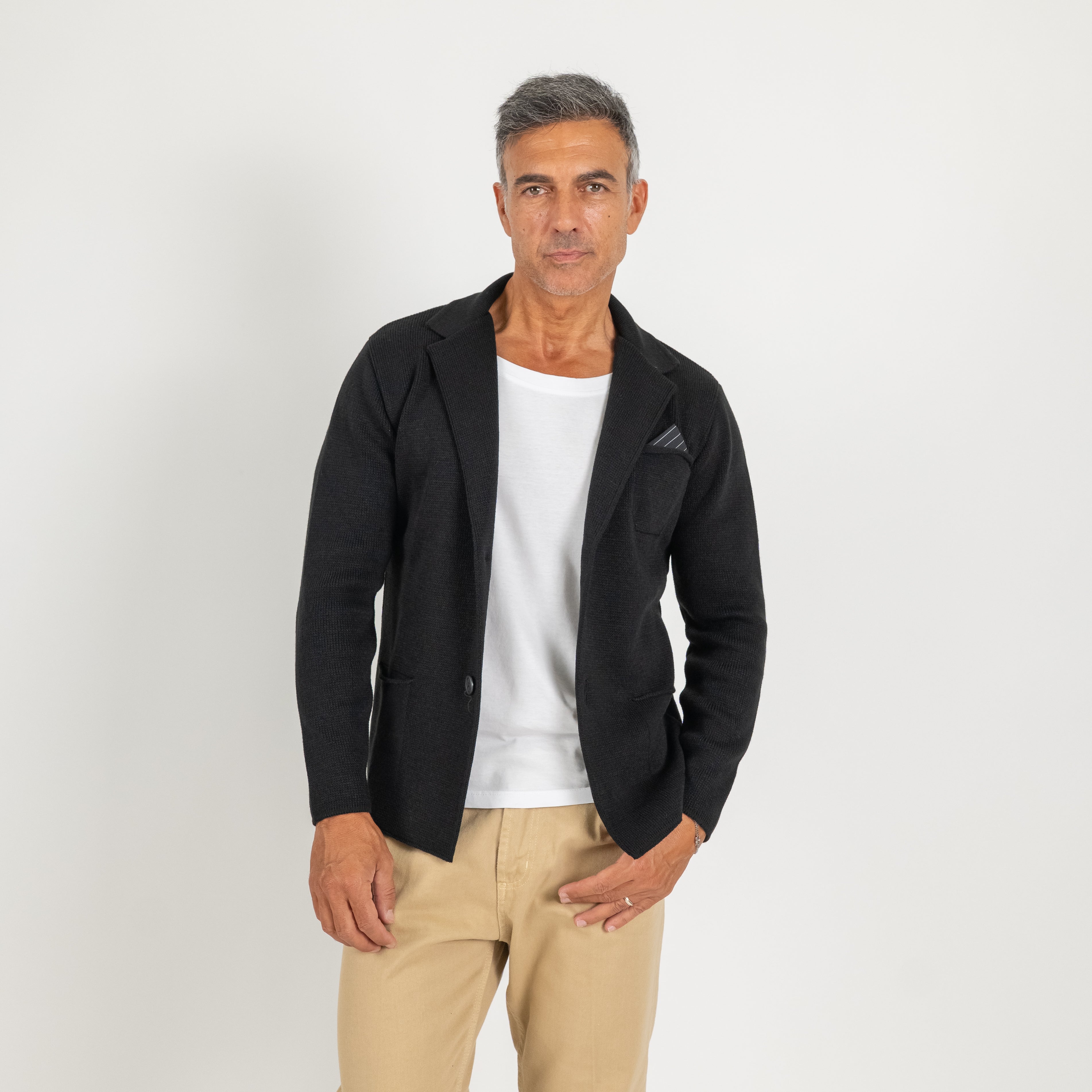 Cardigan a giacca monopetto - Nero