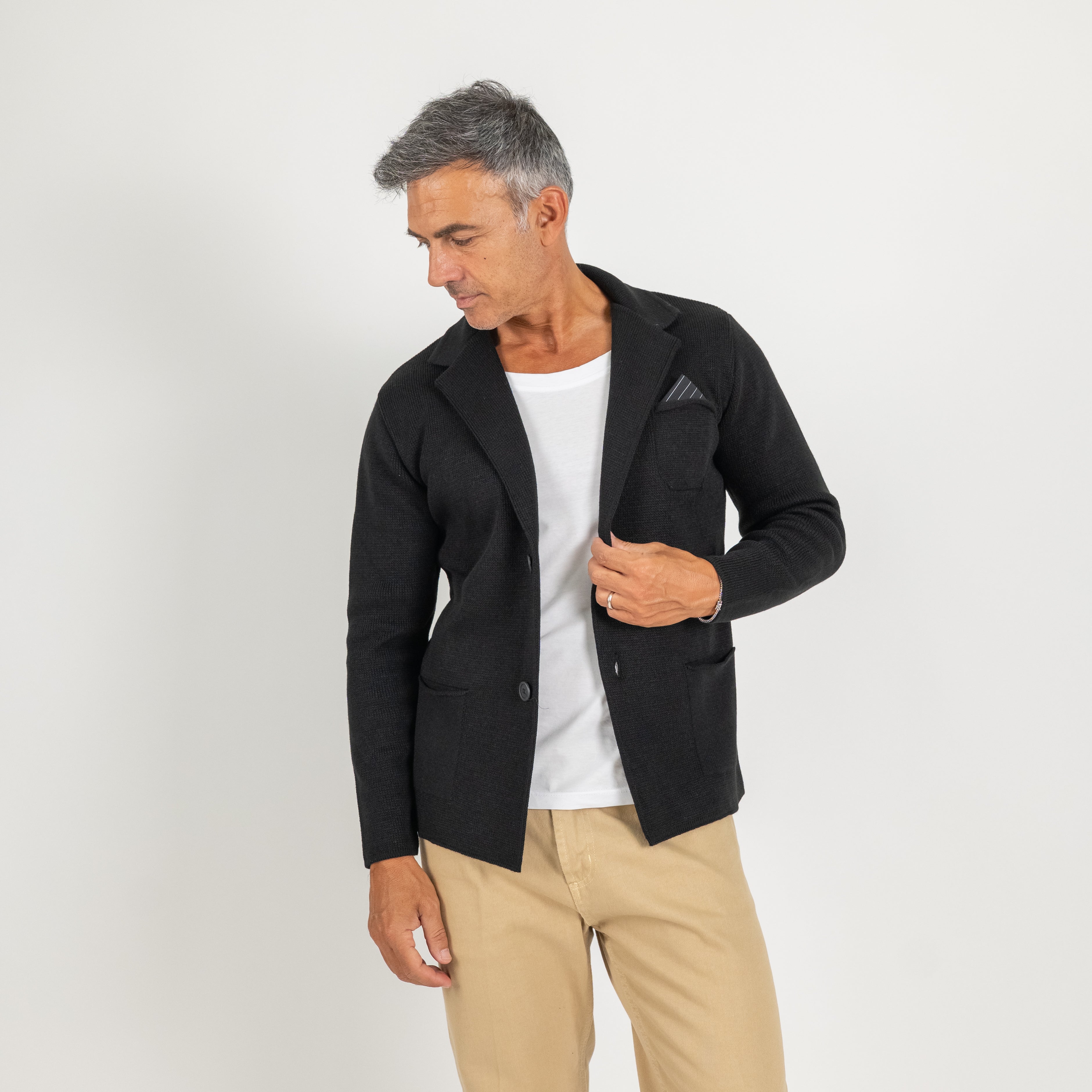 Cardigan a giacca monopetto - Nero