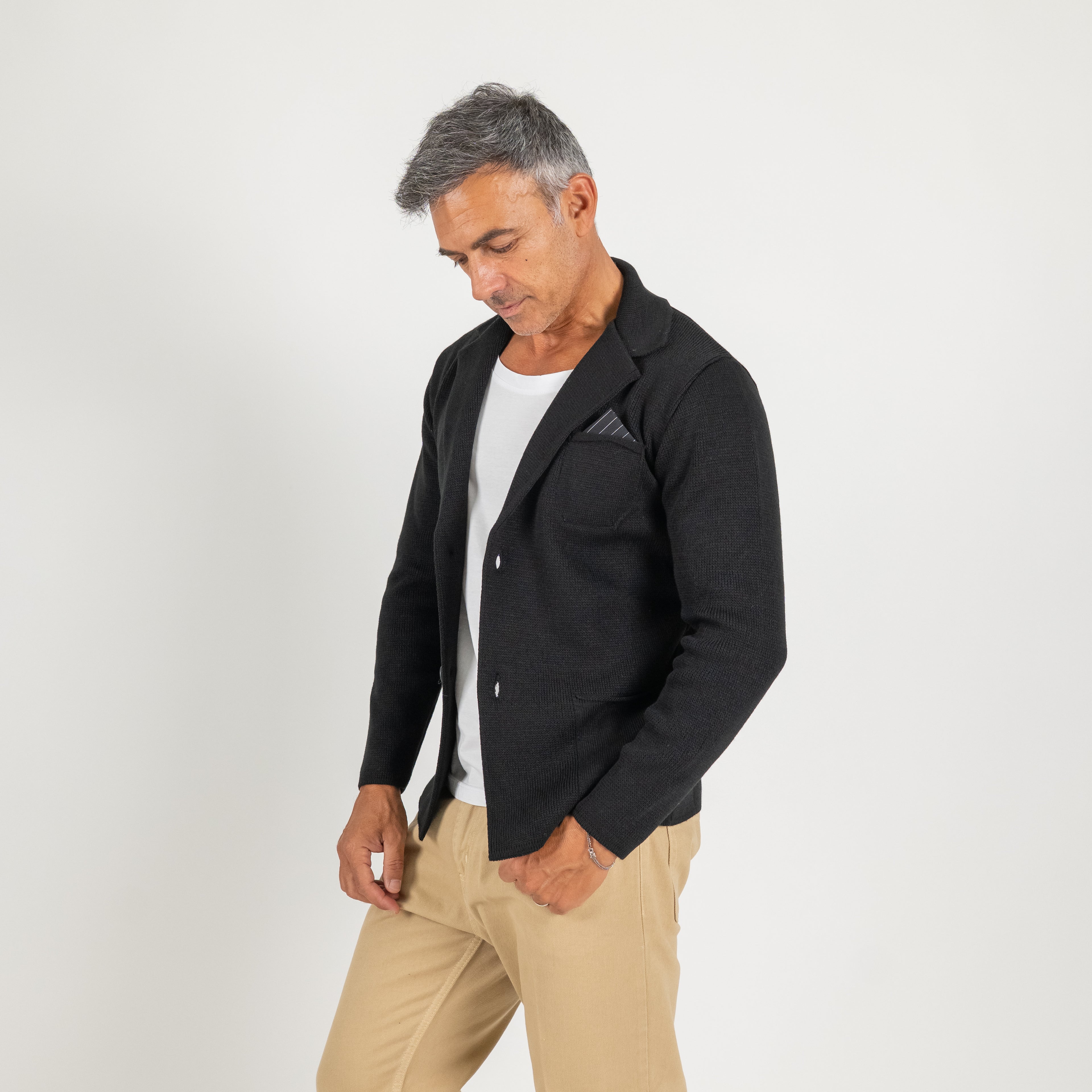 Cardigan a giacca monopetto - Nero