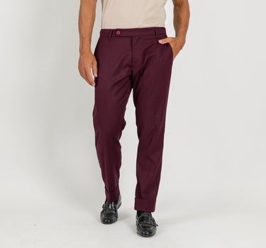 Pantalone classico con risvolto alto - Vinaccia