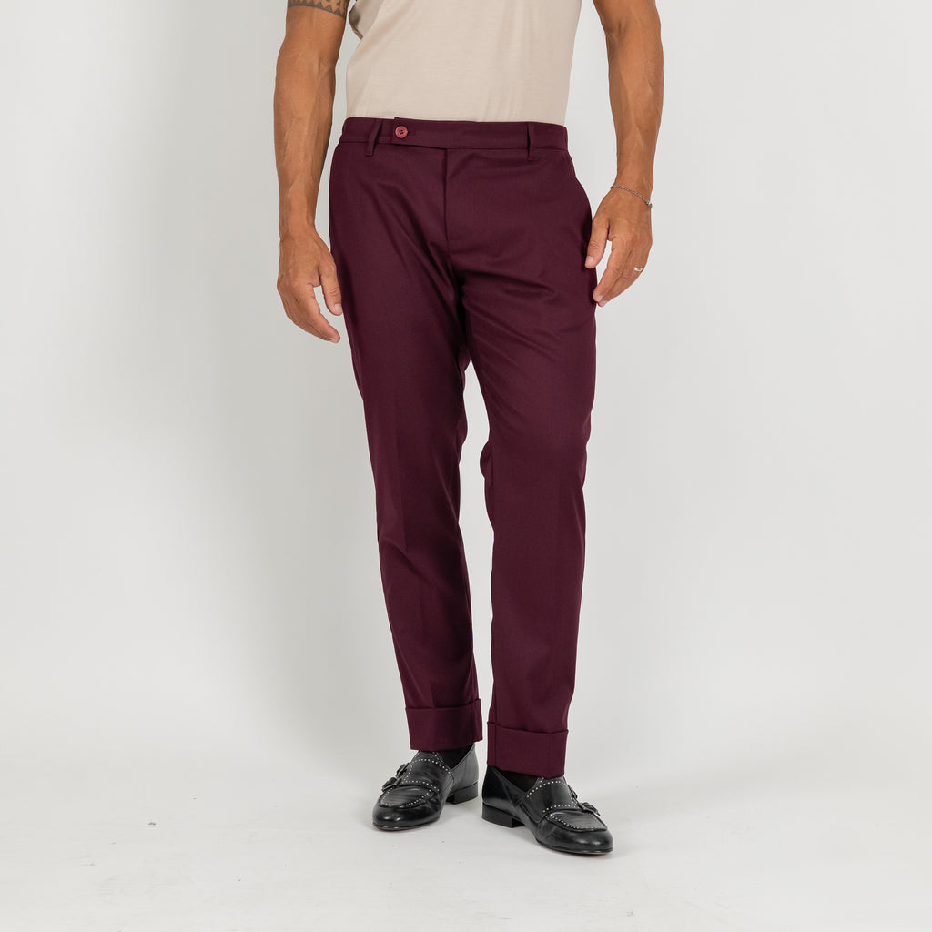 Pantalone classico con risvolto alto - Vinaccia