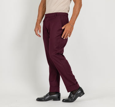 Pantalone classico con risvolto alto - Vinaccia