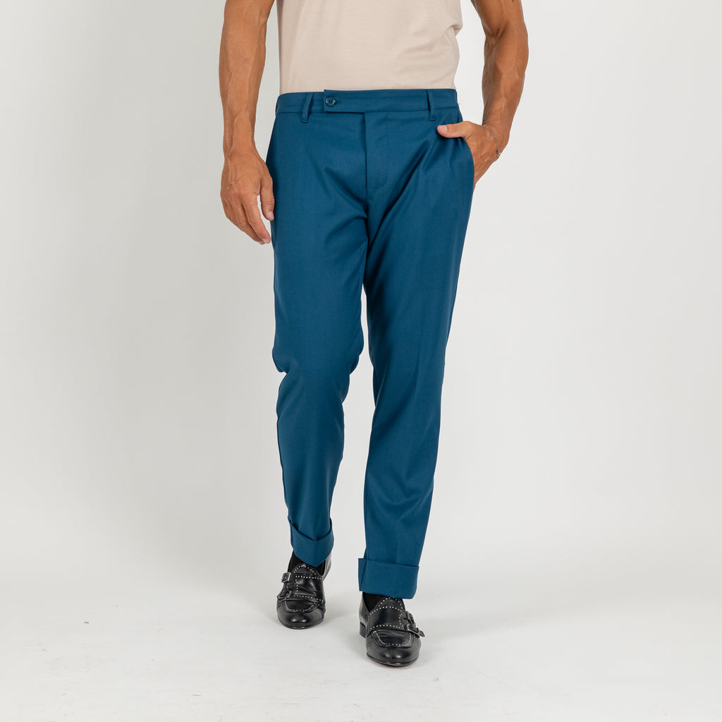 Pantalone classico con risvolto alto - Ottanio