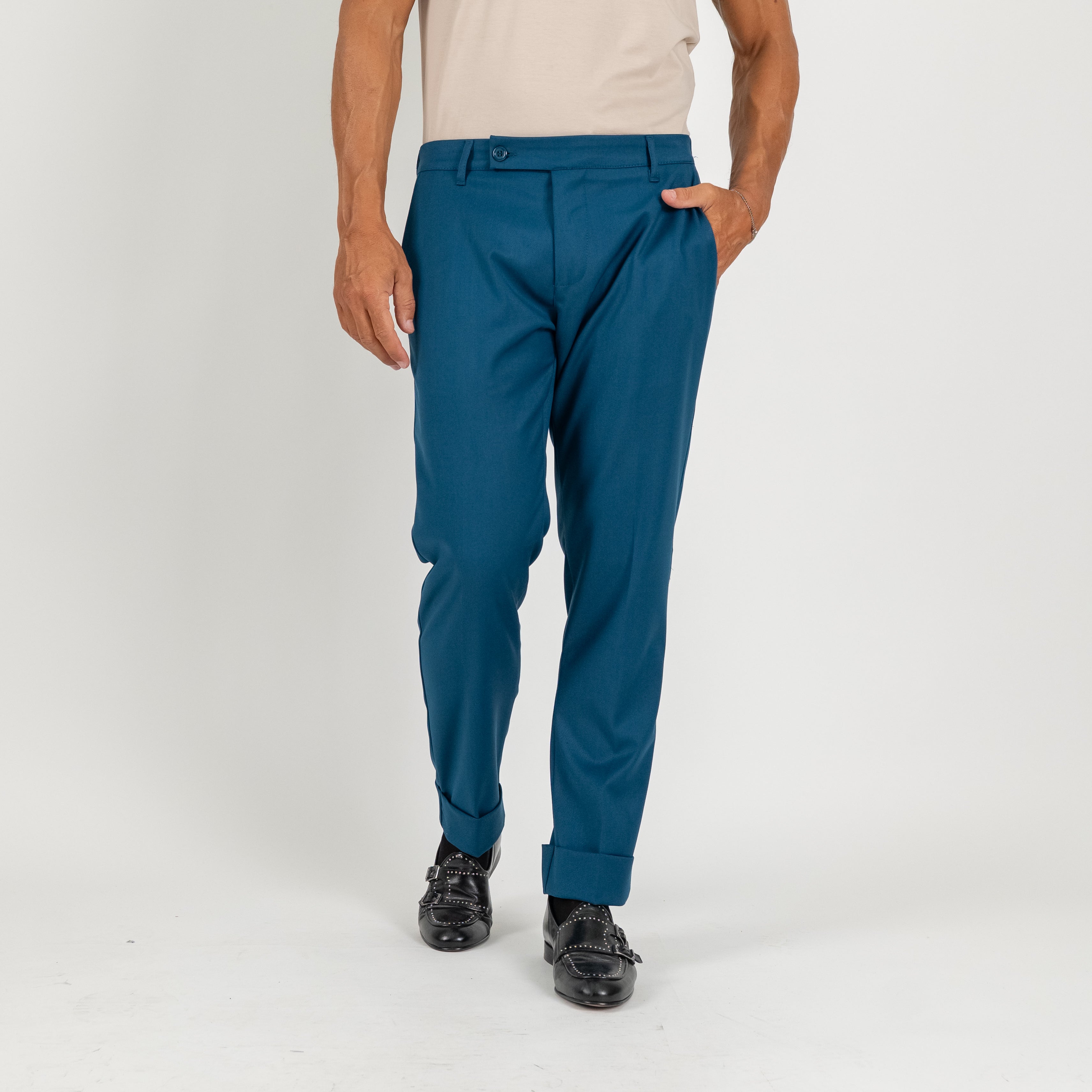 Pantalone classico con risvolto alto - Ottanio