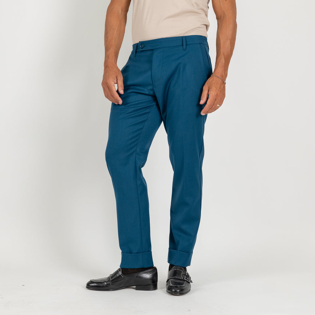 Pantalone classico con risvolto alto - Ottanio