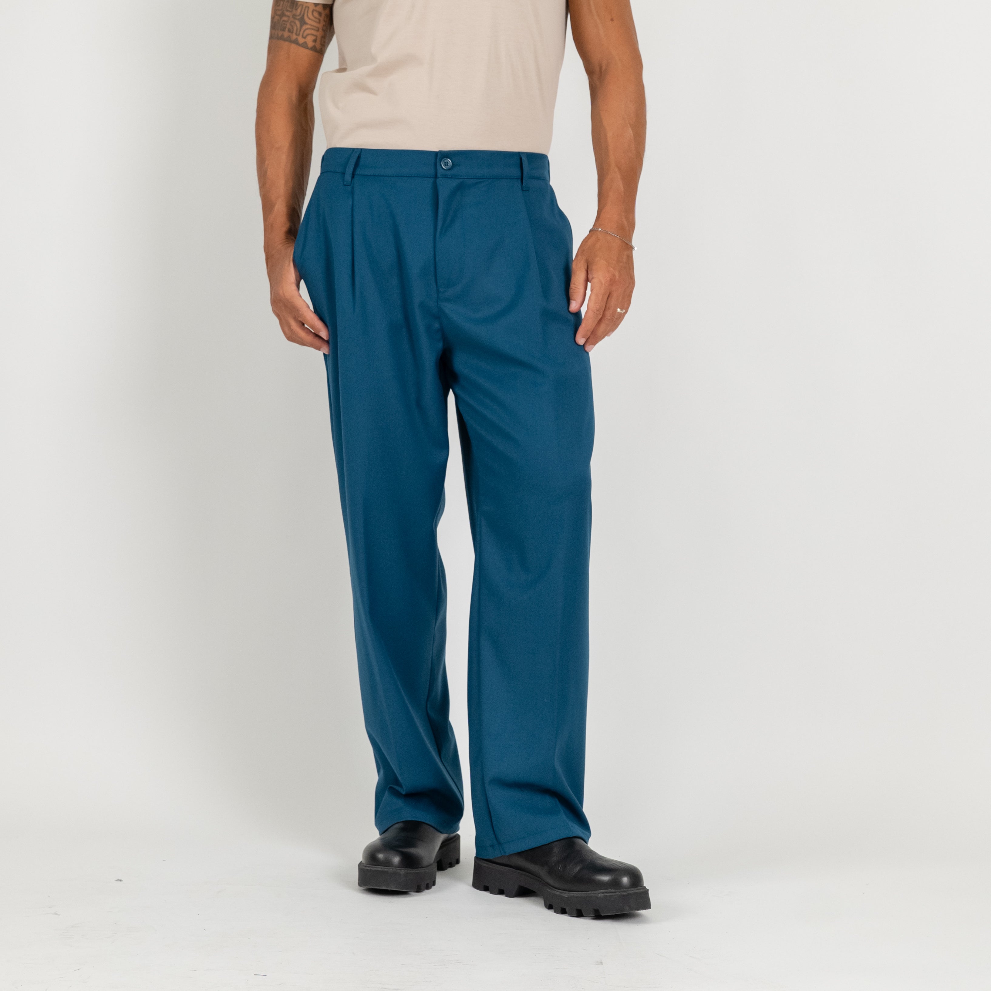 Pantalone palazzo con molla sul retro fondo largo - Ottanio