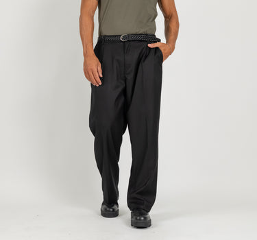Pantalone palazzo con molla sul retro fondo largo - Nero