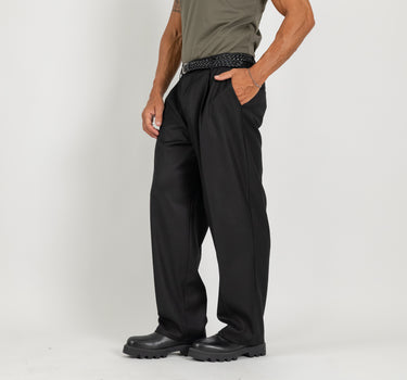 Pantalone palazzo con molla sul retro fondo largo - Nero
