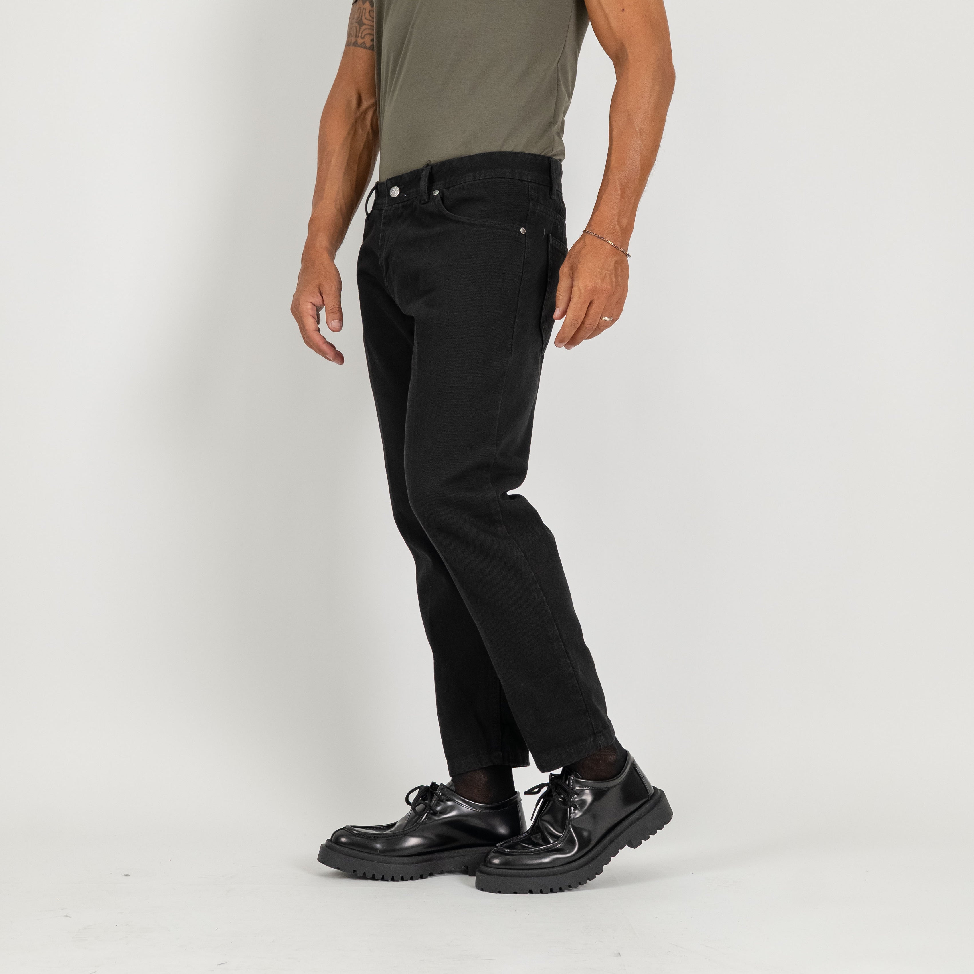 Jeans sartoriale tinta unita - Nero