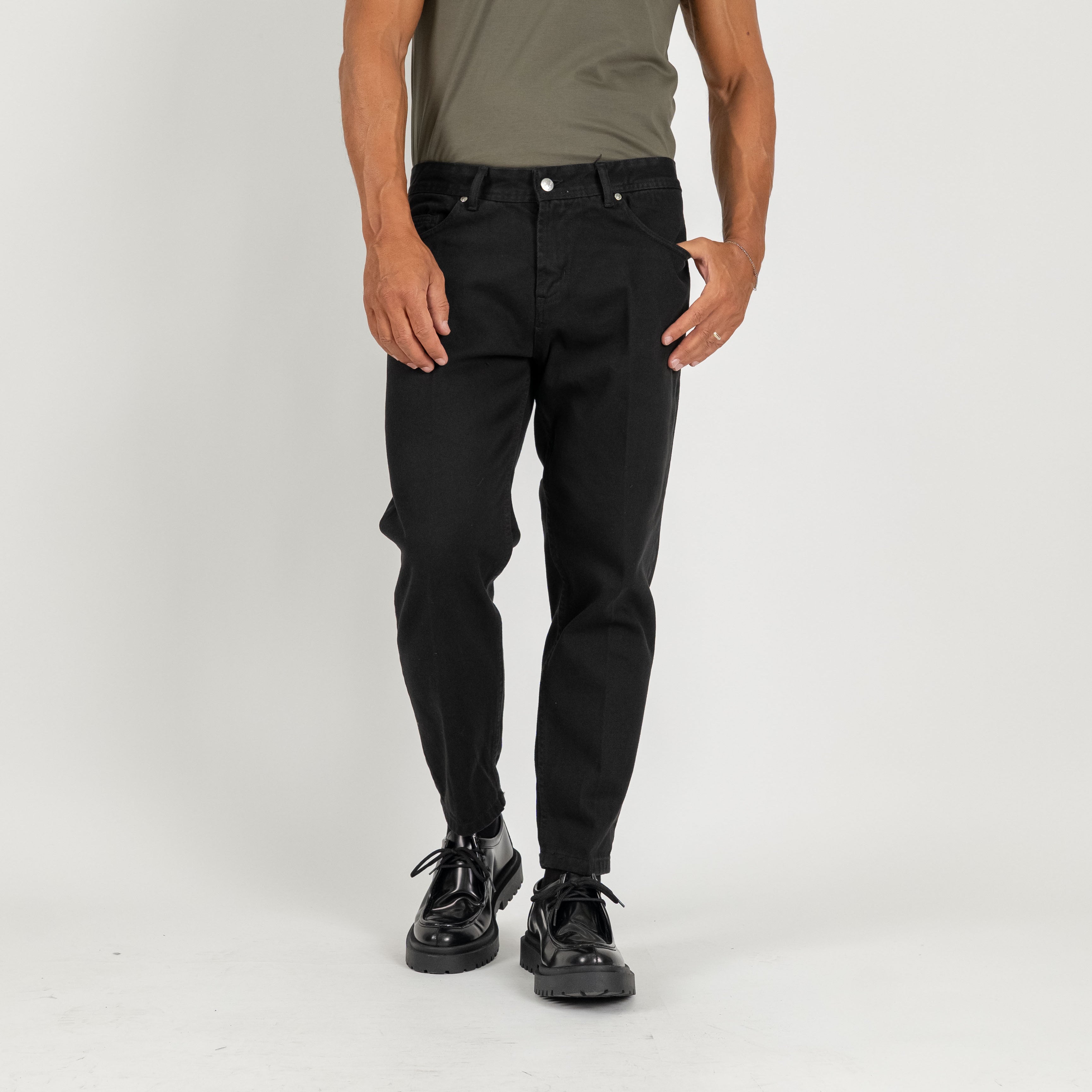 Jeans sartoriale tinta unita - Nero