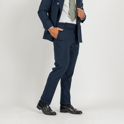 Abito doppio petto con pantalone con bustino - Blu