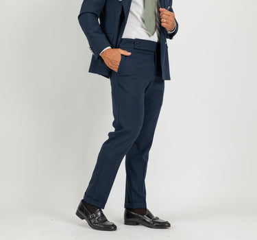 Abito doppio petto con pantalone con bustino - Blu