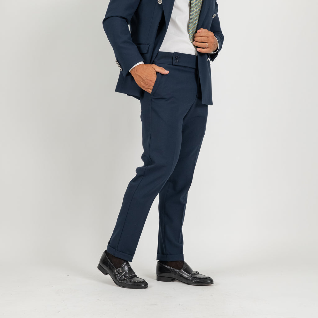 Abito doppio petto con pantalone con bustino - Blu