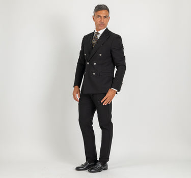 Abito doppio petto con pantalone con bustino - Nero