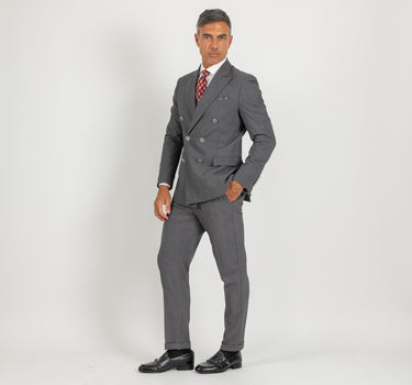 Abito doppio petto con pantalone con bustino - Piombo