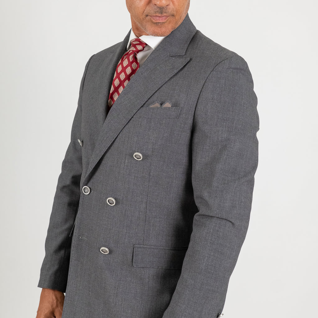 Abito doppio petto con pantalone con bustino - Piombo