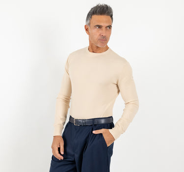 Maglia girocollo slim fit - Beige