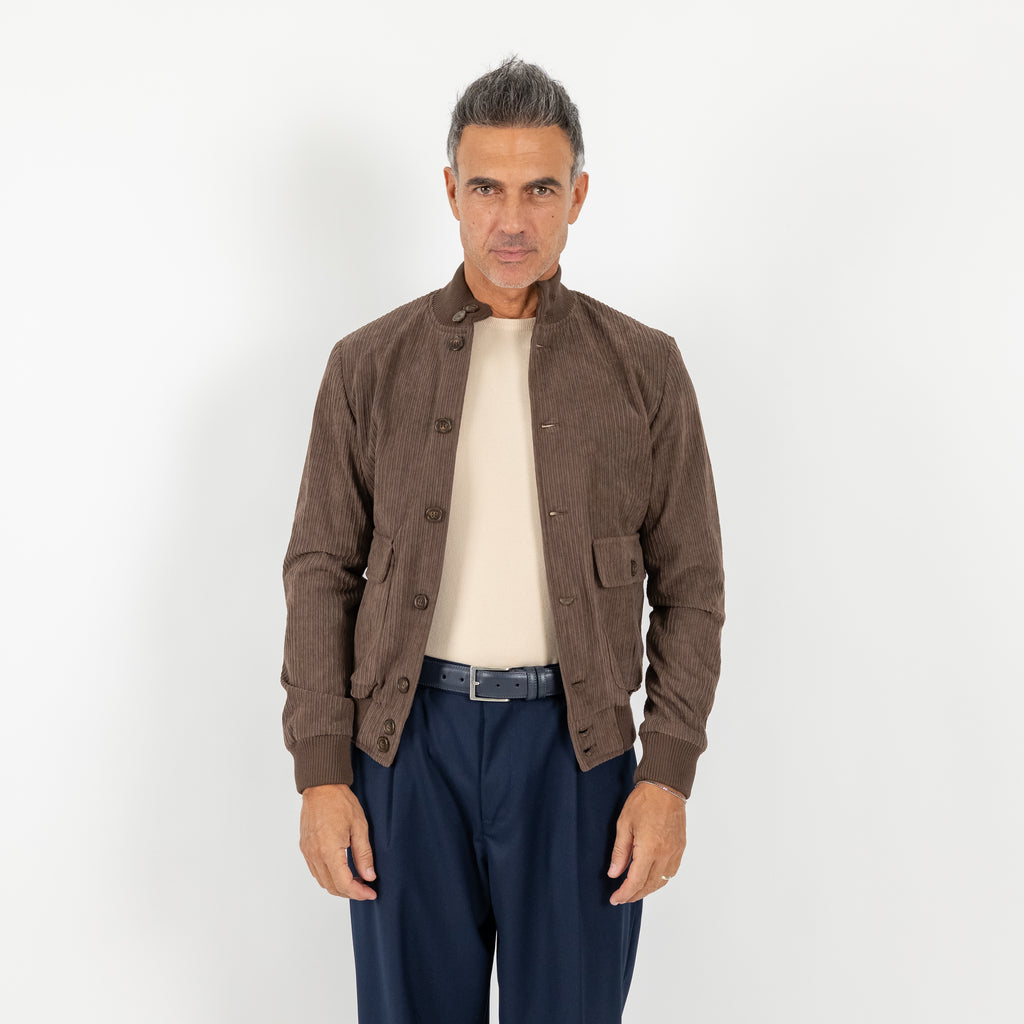 Bomber a costine con bottoni - Moro