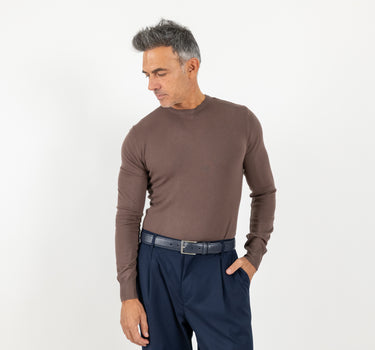 Maglia girocollo slim fit - Marrone