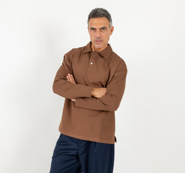 Polo oversize punto milano - Marrone