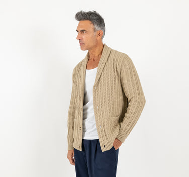 Cardigan a giacca sciallato - Beige