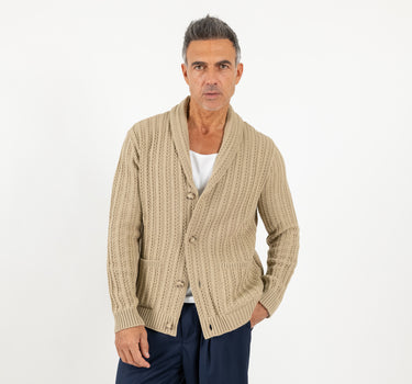Cardigan a giacca sciallato - Beige